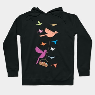 Colorfull Bird Family Flying Hoodie